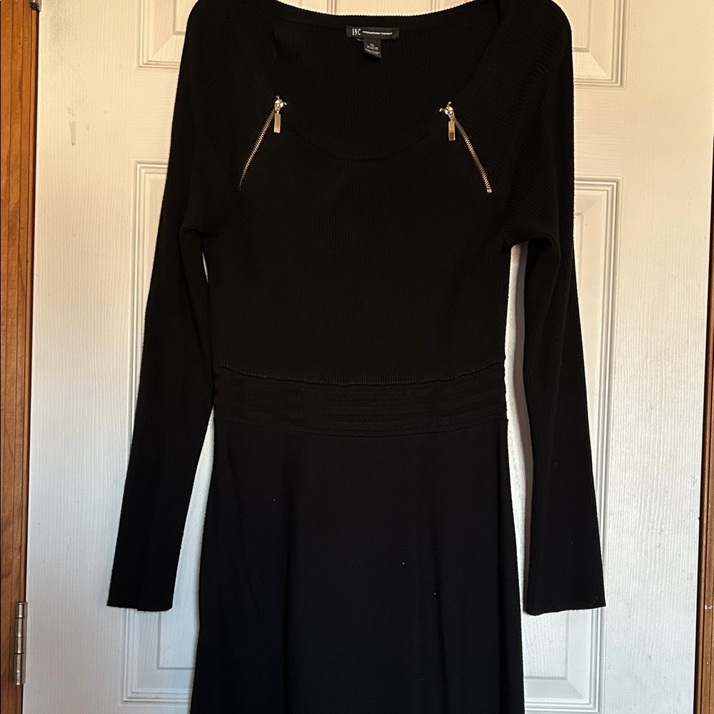 Elegant Black Knitted Sweater Dress